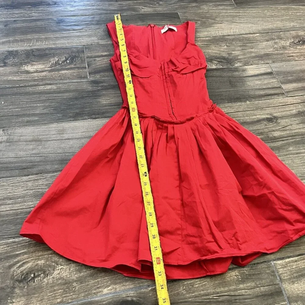 HOUSE OF CB 'Cupid' Scarlet Pleated Mini Dress XS TALL - Picture 6 of 6